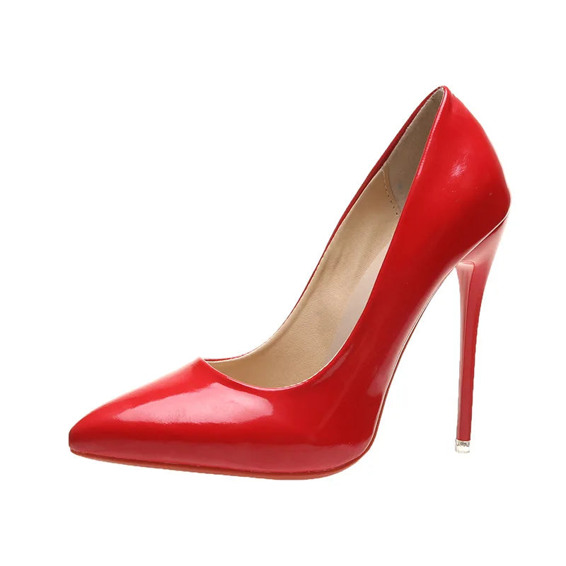 Women's Shoes Red Sole High Heels Sexy Pointed Toe 12cm Pumps Stiletto Women Wedding Shoes Plus Size Dress High Heels Tacones