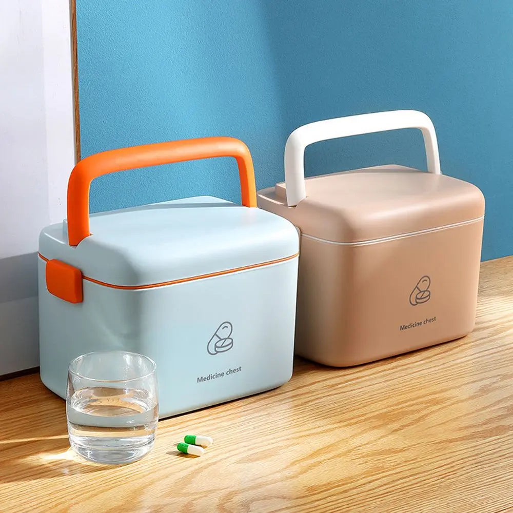 Case Medicine Chest Family Emergency Kit with Handle Medication Organizer Medicine Storage Container Storage Box Medicine Box
