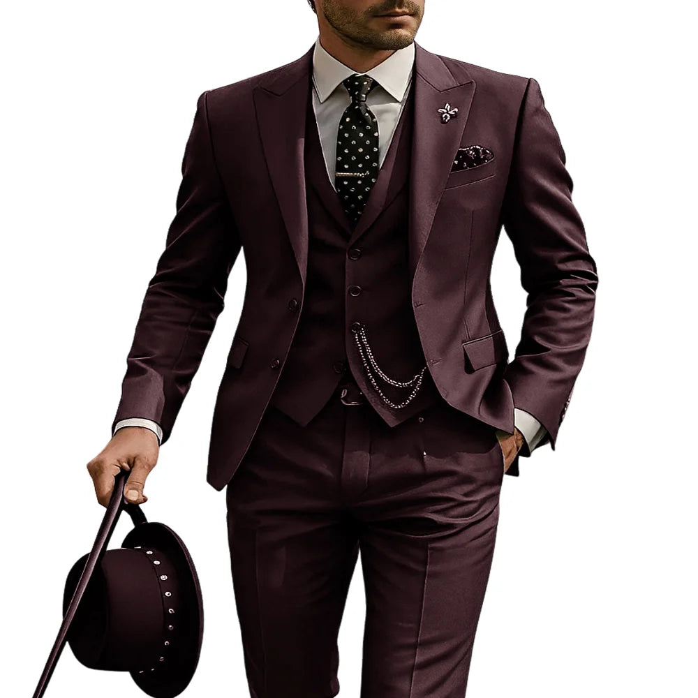 Men's 3-Piece Suit, Wedding Groom's Tuxedo, Party Custom Suit, Elegant Ouifit Custom Blazer and Trousers Vest