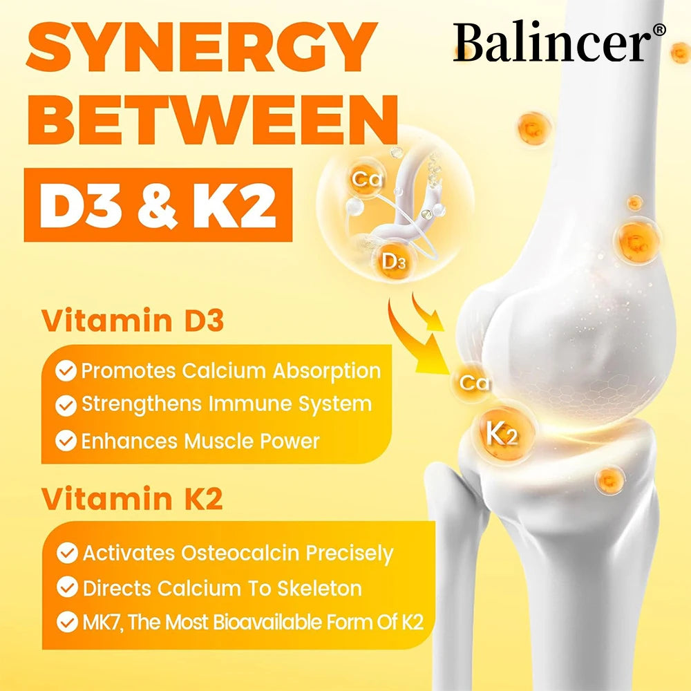 Vitamin D3 5000 IU & K2 MK7 100mcg, Infused with Virgin Coconut Oil,  2 in 1 Formula, Non-GMO | No Gluten