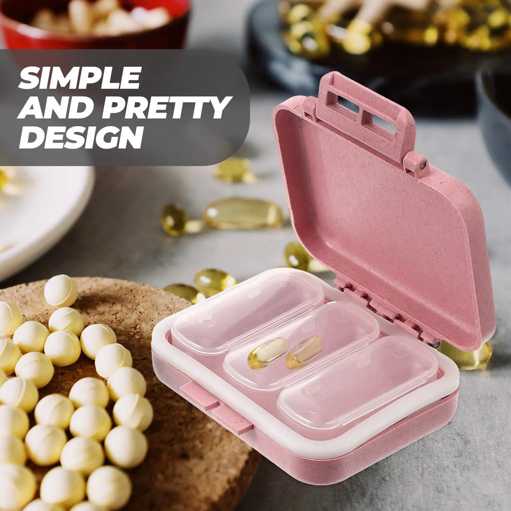 2Pcs Food-Grade Portable Pill Organizer with 3 Individual Compartments Sealed Travel Medicine Case Multi-Grid Daily Storage
