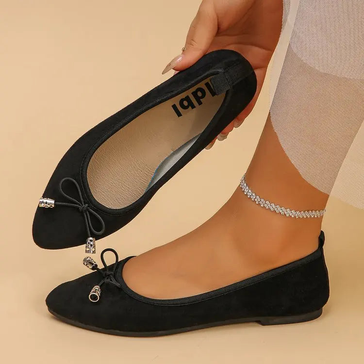 Women's Elegant Pointed Toe Ballet Flats with Bowknot Decor Slip-On Dress Shoes for Office Wedding Party Daily Casual Footwear