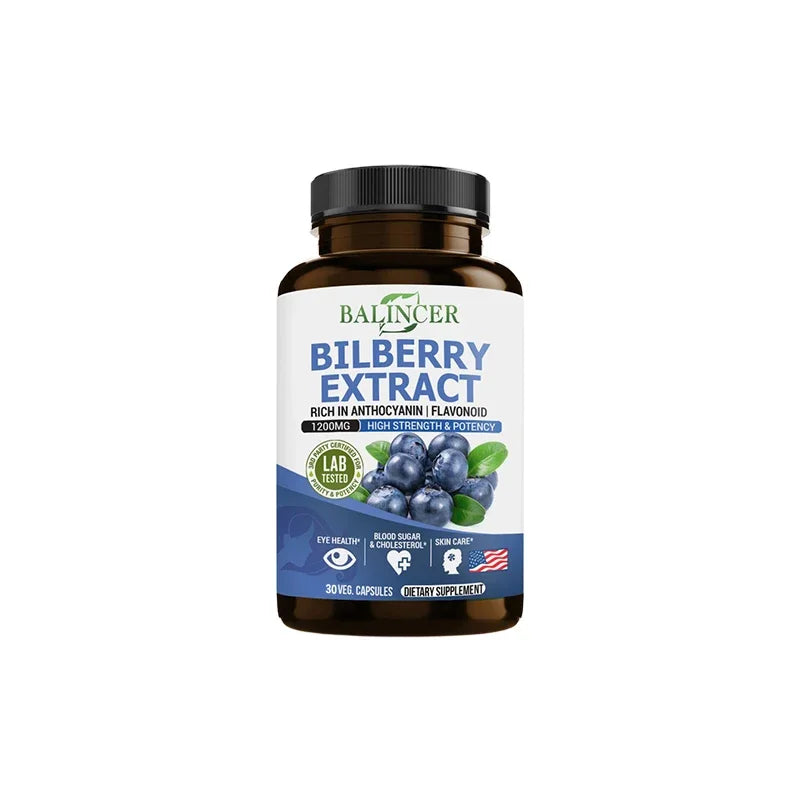 Bilberry Extract Supplements - Rich in Antioxidants, Promote Vision Health and Protect Eyes, Promote Brain Health