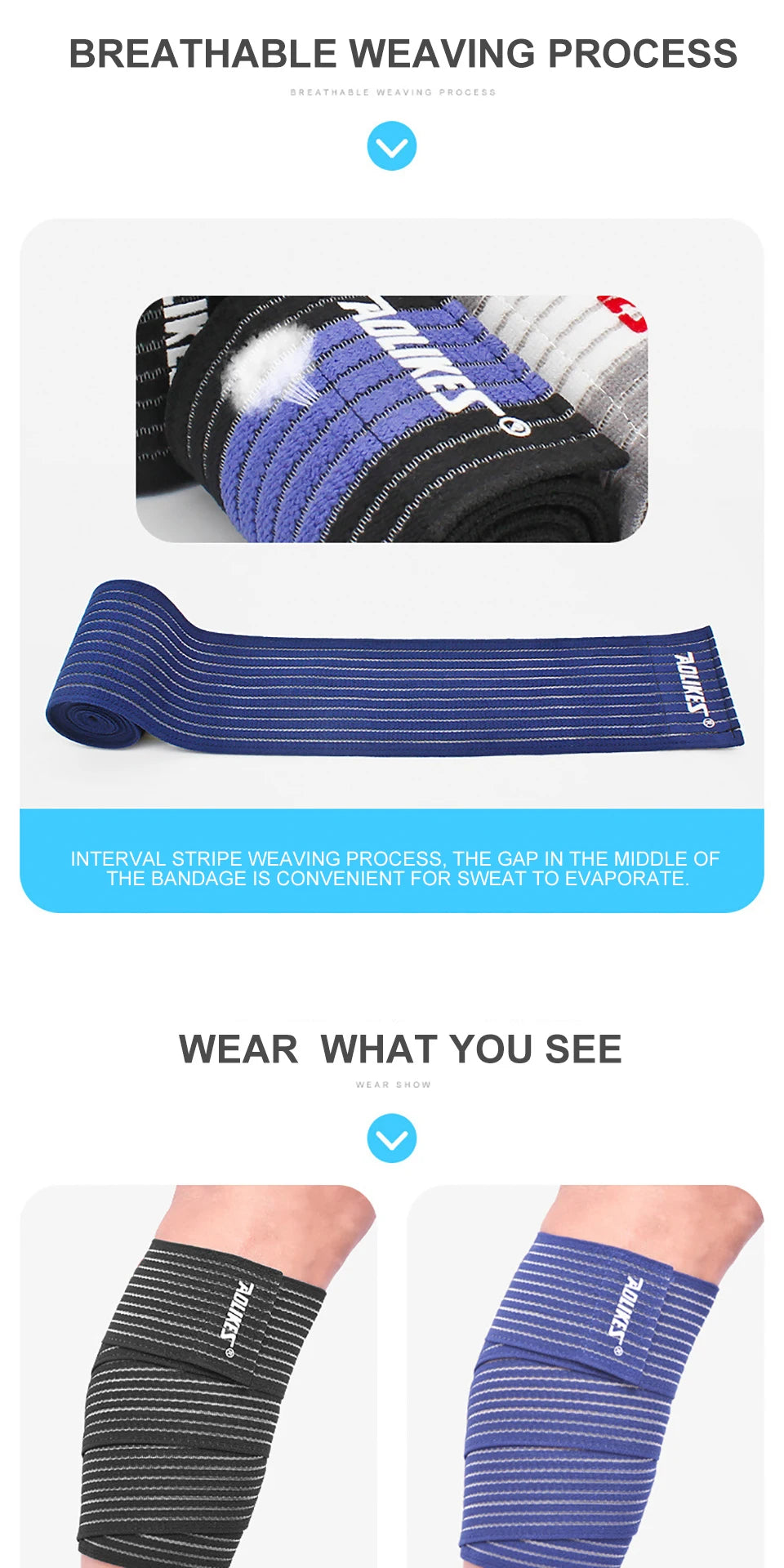AOLIKES 1PC 40-180CM Elastic Bandage Compression Knee Support Sports Strap Knee Protector Bands Ankle Leg Elbow Wrist Calf Brace