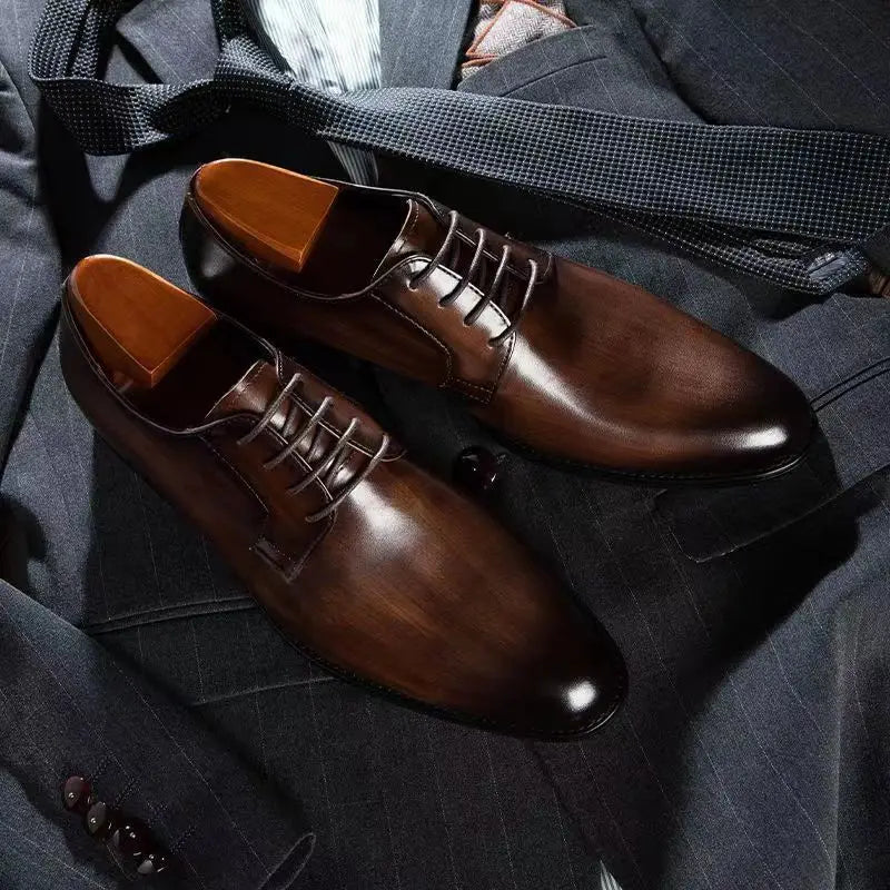 Leather Shoes for Men Luxury Business Men's Shoes High Quality Casual Oxford Dress Shoes Male Lace-Up Office Wedding Formal Shoe