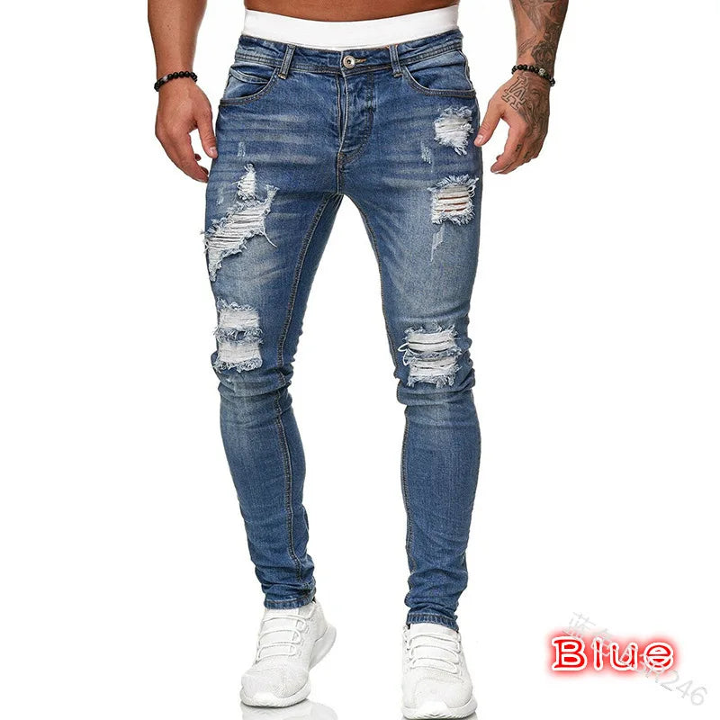 Men Pants Fashion Men Casual Pants Stretch Jeans Skinny Work Trousers Male Vintage Wash Plus Size Jean Slim Fit for Men Clothing