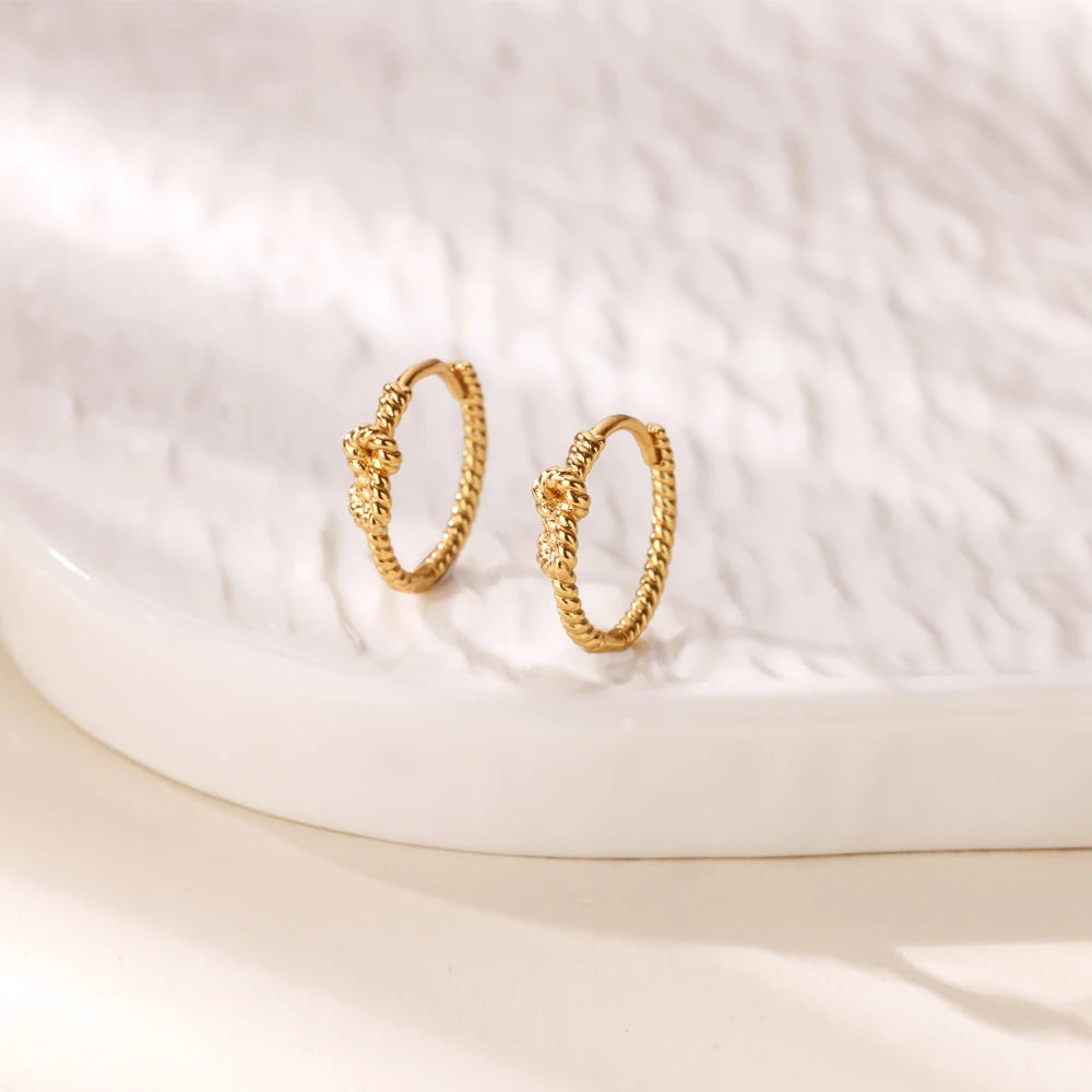 Cubic Zirconia Hoop Earrings For Women Luxury Crystal Zircon Gold Color Stainless Steel Earring Jewelry Wedding Party Gift