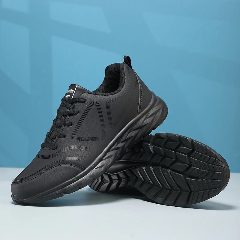 Men's Sports Shoes Leather Lightweight Comfortable Casual Shoes Cushioning Sports Shoes Outdoor Waterproof Walking Shoes for Men