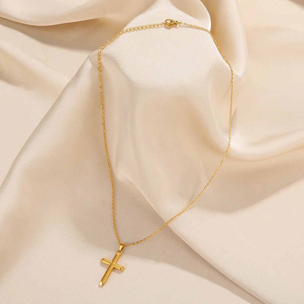 Cross Necklace For Women Classic Cross Collar Gold Color Egyptian Nile Ankh Choker Stainless Steel Chain Aesthetic Jewelry Gift