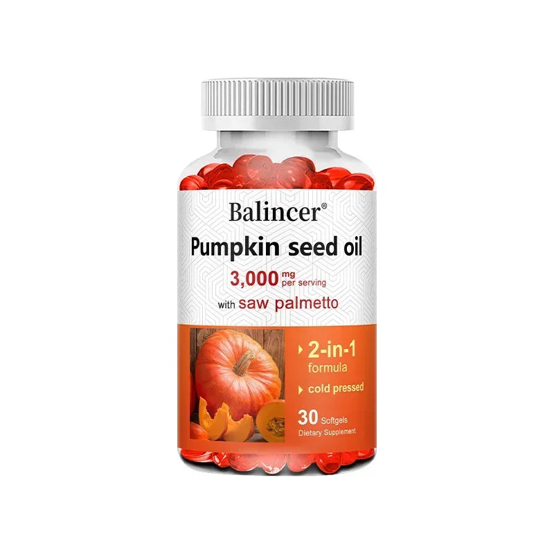 Virgin Pumpkin Seed Oil 3,000mg with Saw Palmetto, Rich in Omega 6 & 9 Essential Fatty Acids, Prostate & Bladder Supplement