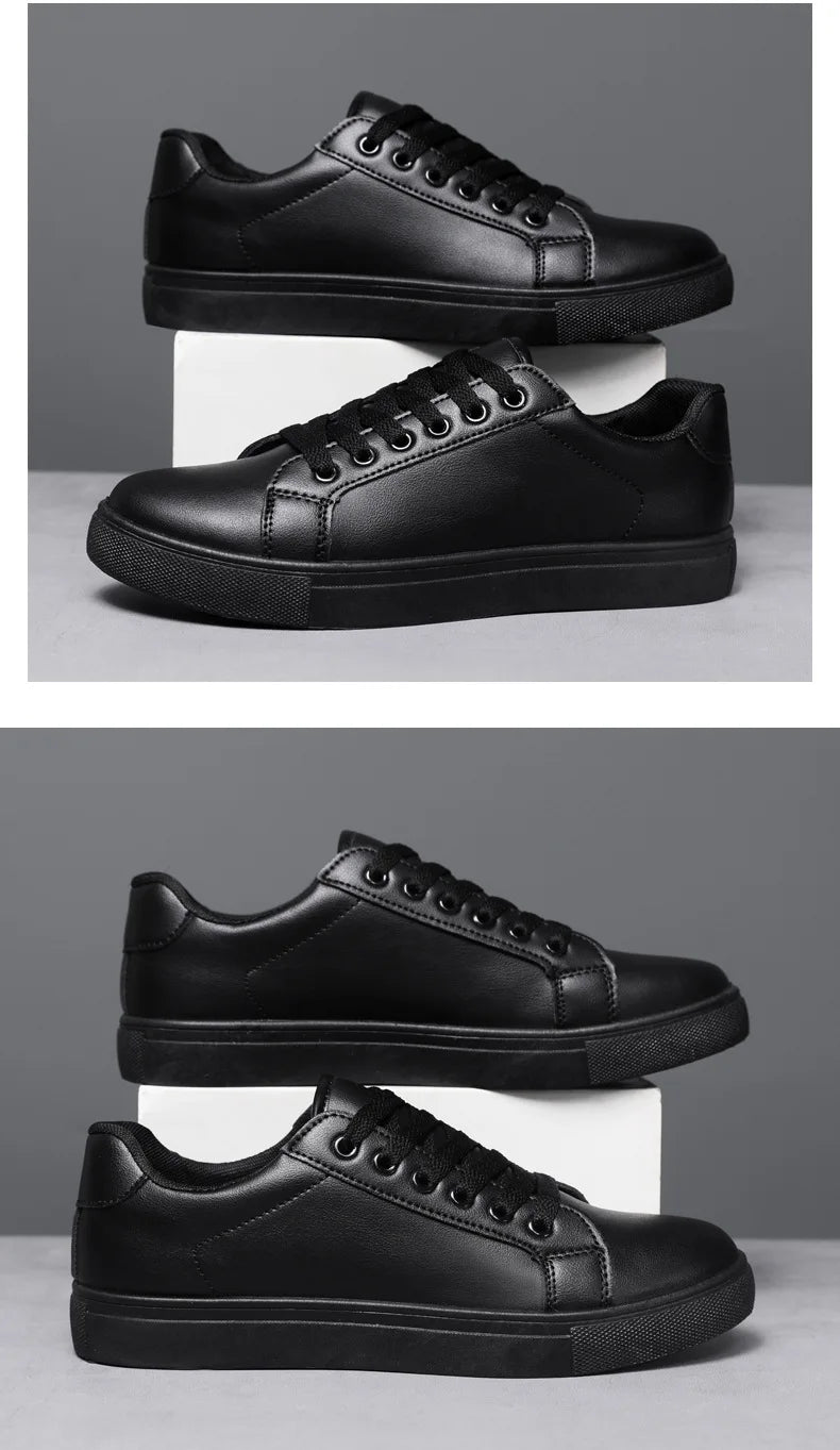 White Black Men Shoes Comfortable Casual Skateboard Shoes Men Solid Leisure Sneakers Lightweight Walking Shoes