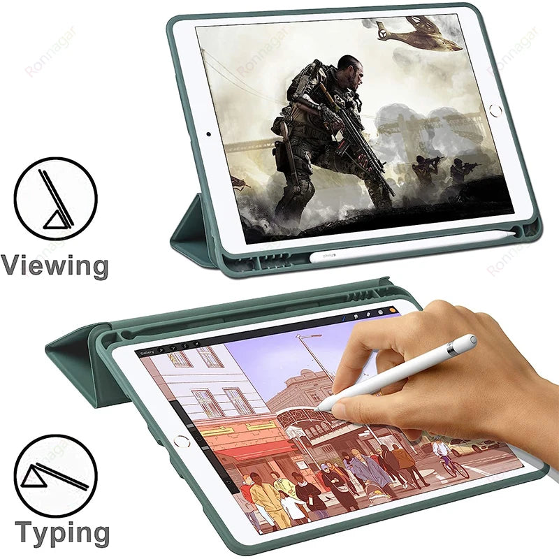 Pencil Holder Case for ipad 10th Gen 10.9 2024 2025 A16 11th Air13 M3 M2 Air4 5 6 10.9 Pro11 M4 M2 7 8 9th 10.2 Pro12.9 5th 6th