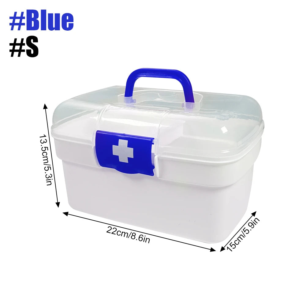 1PCS 2-Tier Medicine Organizer - Portable Medicine Cabinet with Handle, Empty First Aid Kit for Home