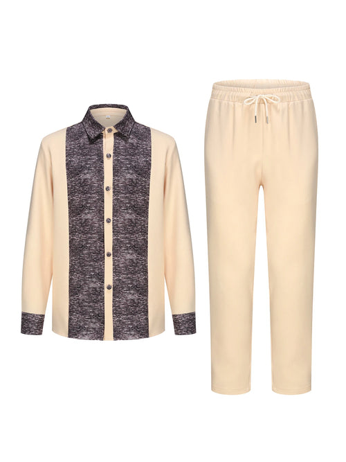 African traditional dress men's suit Long sleeve ethnic style printed patchwork shirt casual pants 2 piece holiday casual suit