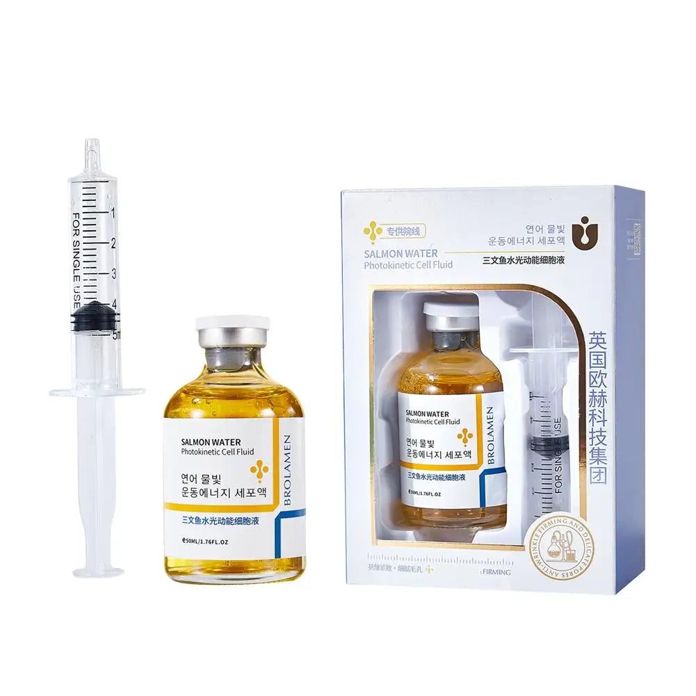 Facial Essence Deep Repair Salmon Ampoule Serum Anti-Wrinkle Fade Fine Lines Strengthen Barrier Firming Renew Skin Cream