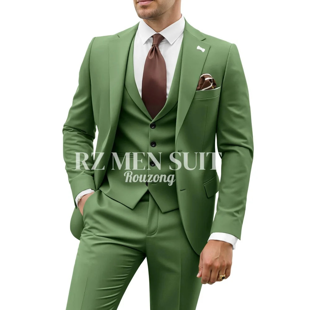 Mens Suit 3 Piece Suits for Men Slim Fit Wedding Groom Suit Men Blazer Vest Pant Suits for Prom Business Formal costumes hommes