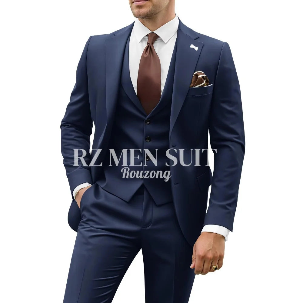 Mens Suit 3 Piece Suits for Men Slim Fit Wedding Groom Suit Men Blazer Vest Pant Suits for Prom Business Formal costumes hommes