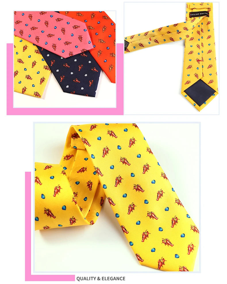 Tailor Smith 100% Silk Ties For Men Handmade Necktie With Animal Pattern Tie Father's Day Birthday Gift Tie