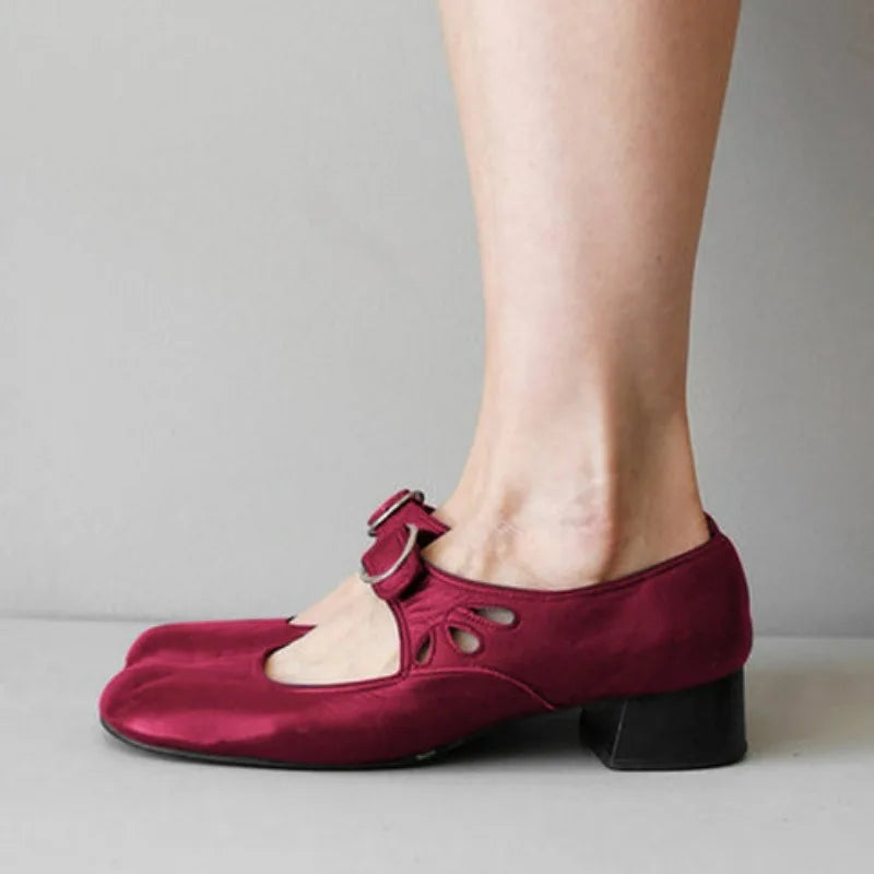Women Shoes Low Heels Single Shoes Retro New Soft Sole Women Casual Shoes Thick Heels Work Mother Shoe Buckle Shallow High Heels