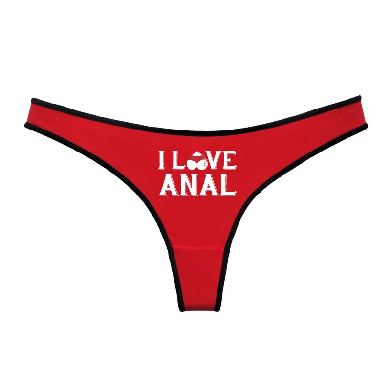 I LOVE ANAL Female Lingerie Girls G String Red Cotton Underwear for Womens Soft Seamless Invisible Breathable Sport Underpant