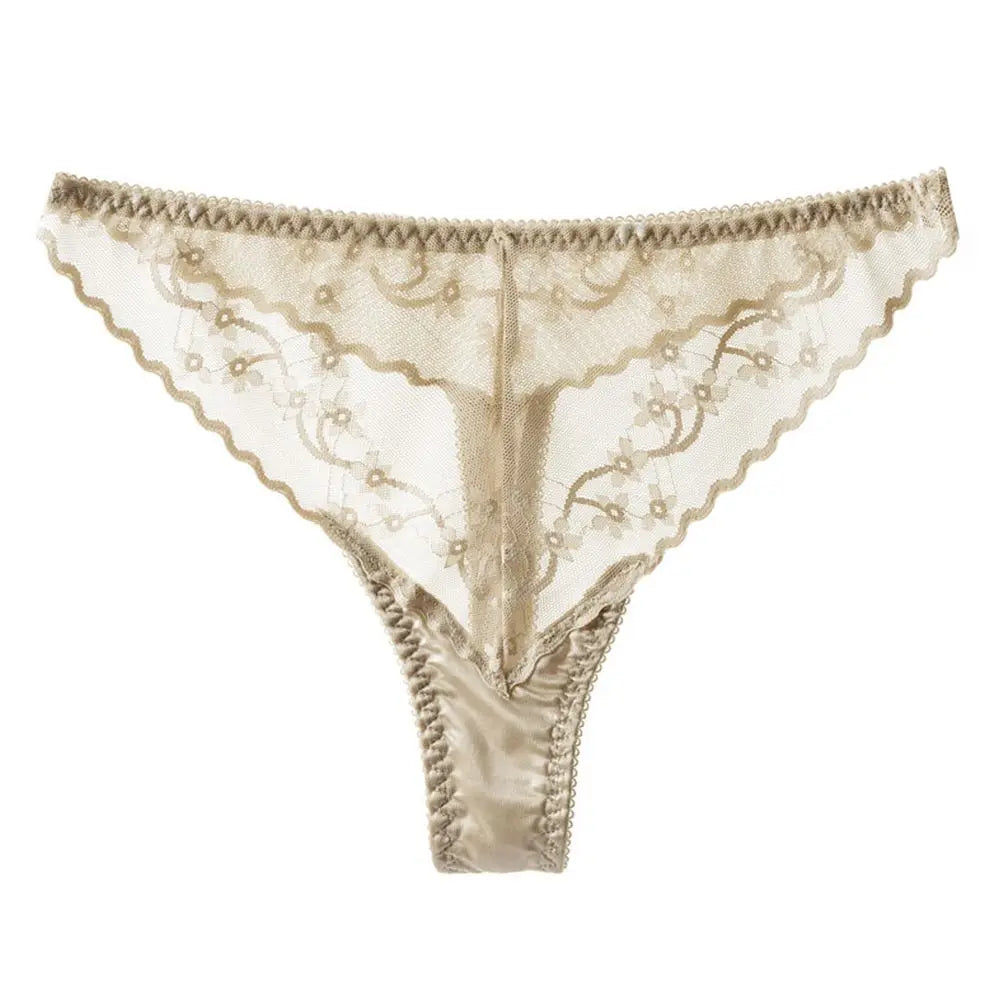 Breathable Seamless Fashion Design Ice Silk Fitness Girls Korean Style Underwear Women  Lingerie Low-Waist Thong Lace Panties