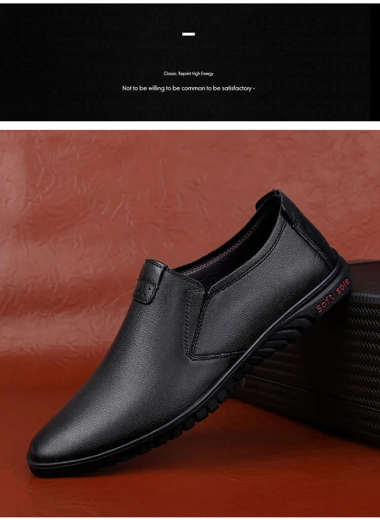Men's Casual Business Leather Shoes Fashion Soft Bottom Oxfords Male Wedding Party Office Business Shoes Slip-on Outdoor Flats