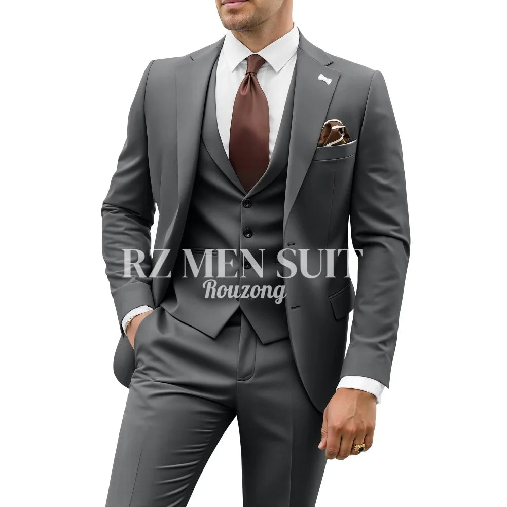 Mens Suit 3 Piece Suits for Men Slim Fit Wedding Groom Suit Men Blazer Vest Pant Suits for Prom Business Formal costumes hommes