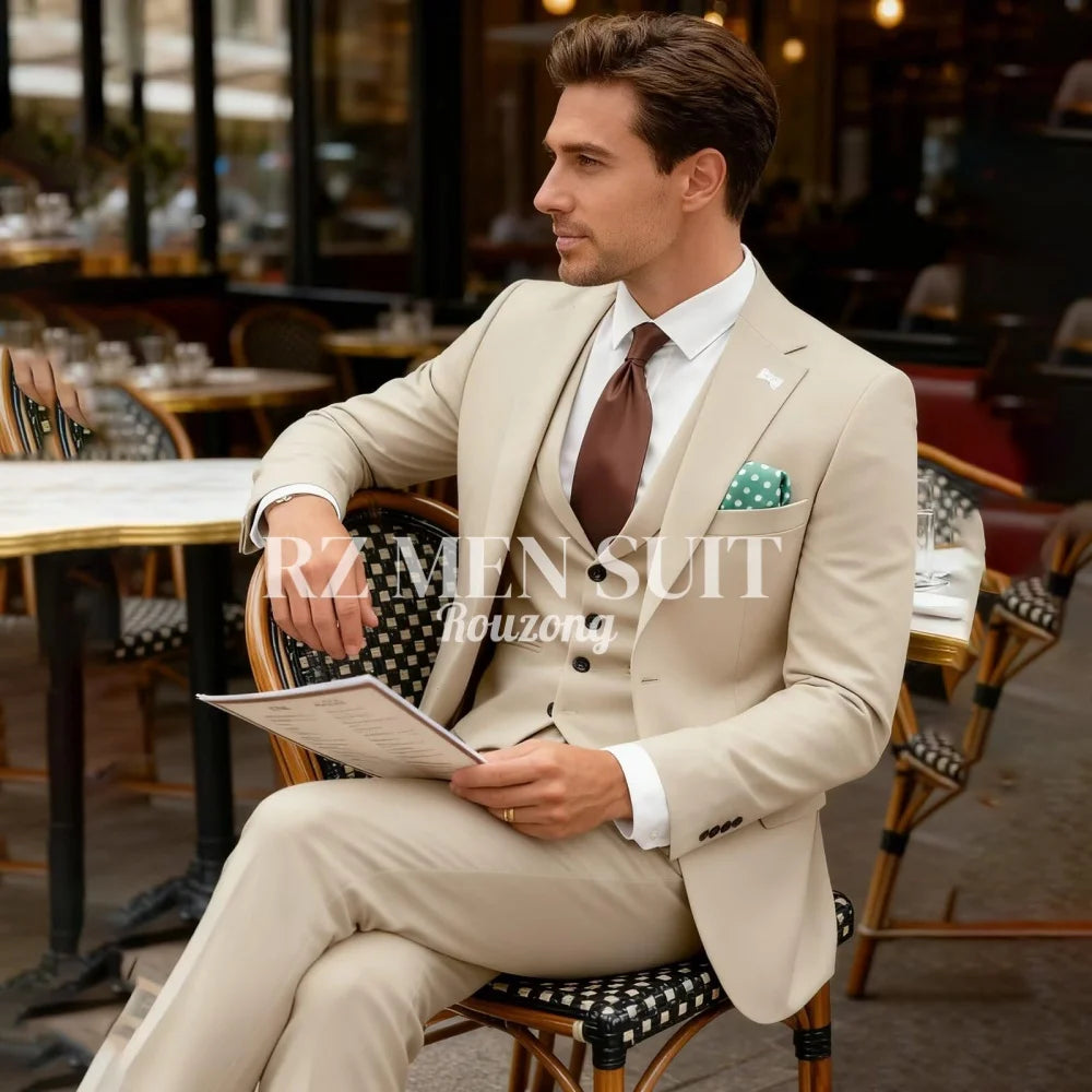 Mens Suit 3 Piece Suits for Men Slim Fit Wedding Groom Suit Men Blazer Vest Pant Suits for Prom Business Formal costumes hommes