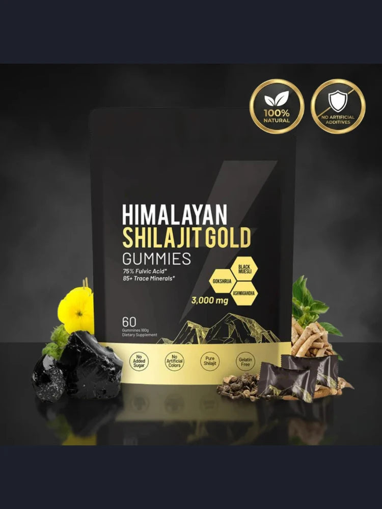 Pure Himalayan Shilajit Gummies Supplements Contain 3000mg xilaizhi & 85+ Trace Minerals Daily health support 60 Pieces