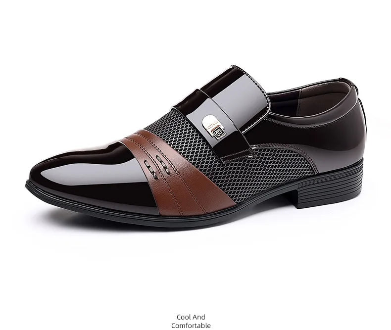 Men's Dress Shoes Pointed Toe Oxfords Classic Business Men Leather Shoes Slip on Wedding Casual Shoes Office Comfortable Loafers