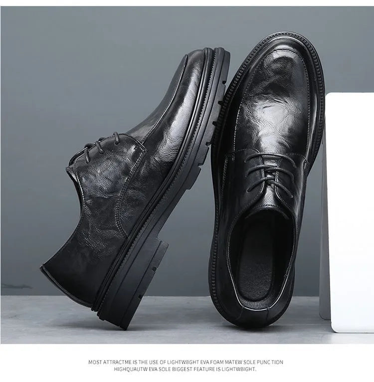 Men's shoes new spring and autumn British style leather shoes men's business dress big head cowhide work non-slip casual shoes