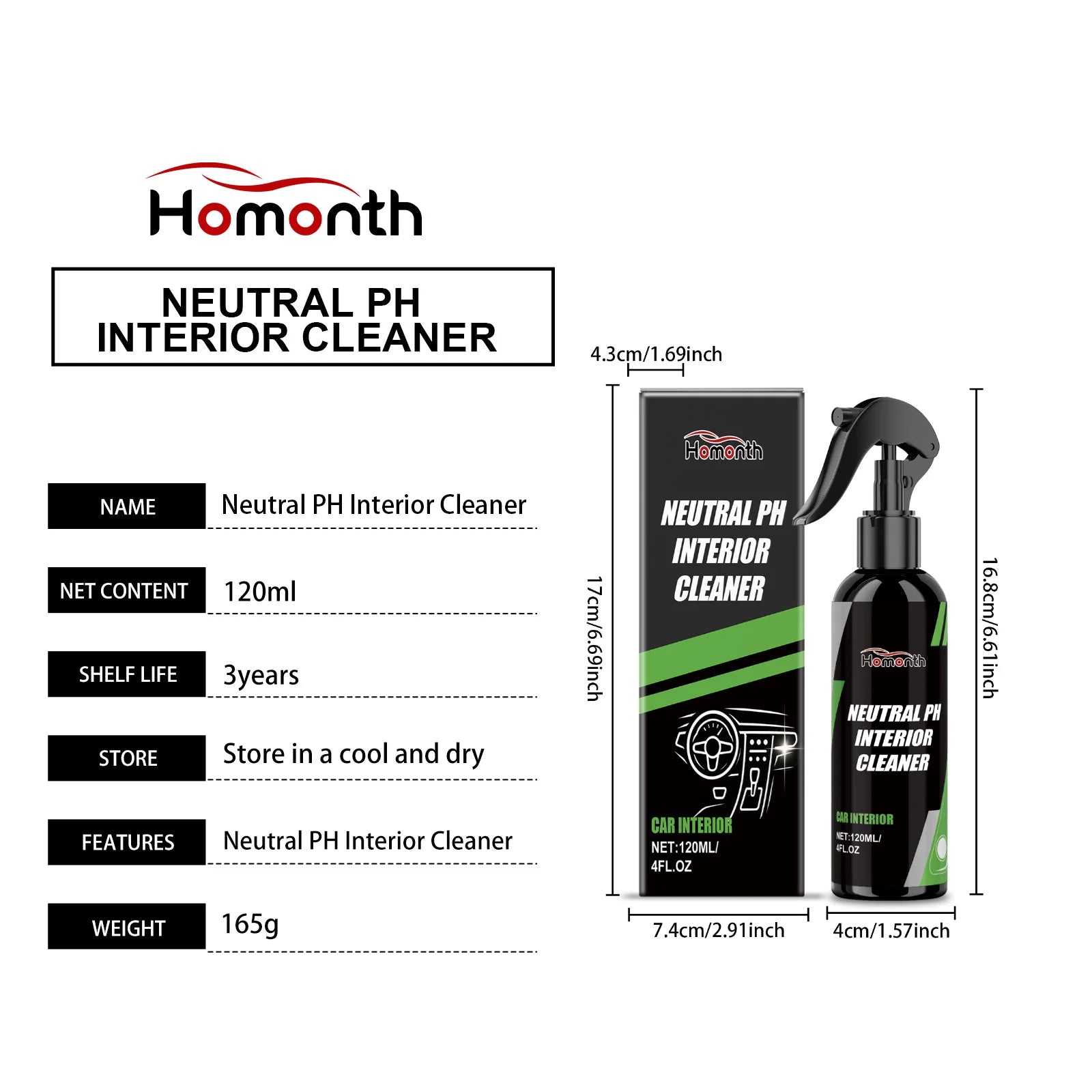 Car Interior Cleaner Agent Ceiling Cleaner Leather Flannel Woven Fabric Water Free Multipurpose Auto Dash Cleaning Tool