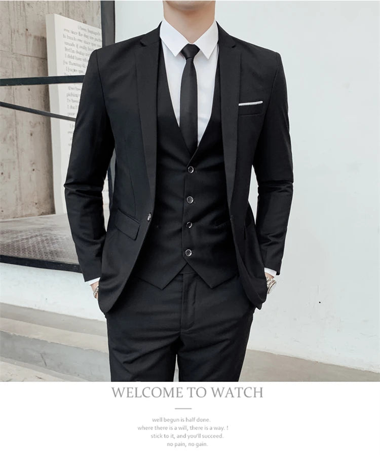 Suits for Men - 3 Pieces - New Fabrics - Fashionable Business Gentleman - Slim Fit - Wedding  Professional Business Formal Dress