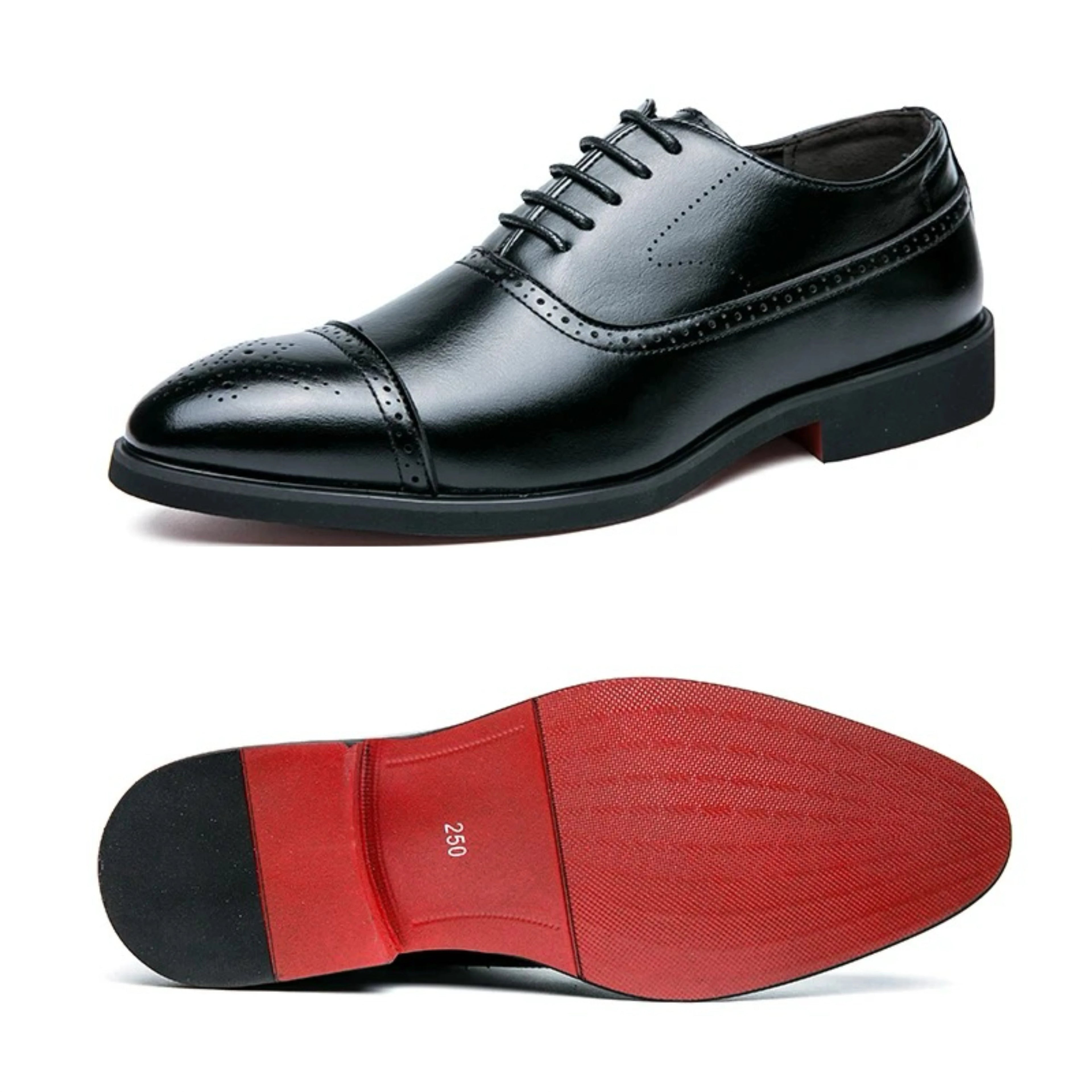 Men's Dress Shoes Red Sole Leather Shoes Pointed Party Shoe Lace-up Office Oxfords Casual Wedding Shoe Retro Business Men Shoes