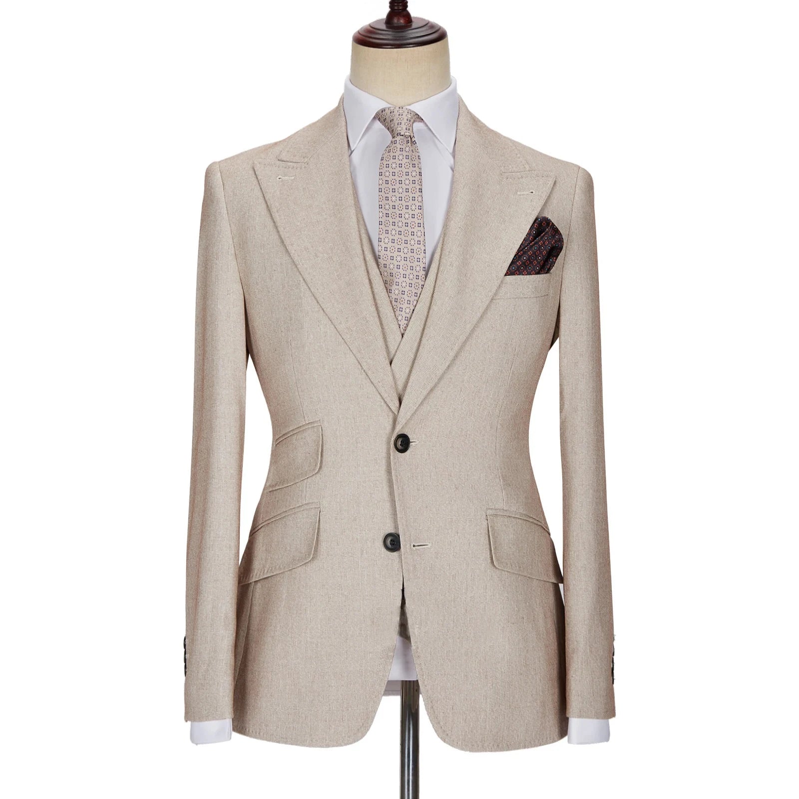 New Men Suits Set Tuxedos Wedding Dress Casual Blazer Jacket Vest Pants Tailor-Made Clothes Costume Homme