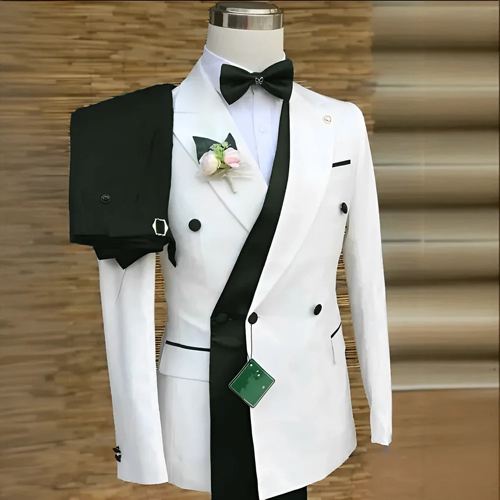 Double Breasted Formal Suits for Men Business Prom Blazer with Pants Wedding Groom Tuxedo Male Suits Custom 2 Pieces Suit Jacket