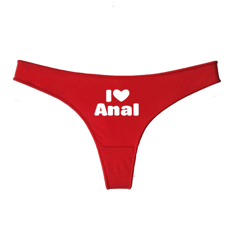 I LOVE ANAL Female Lingerie Girls G String Red Cotton Underwear for Womens Soft Seamless Invisible Breathable Sport Underpant