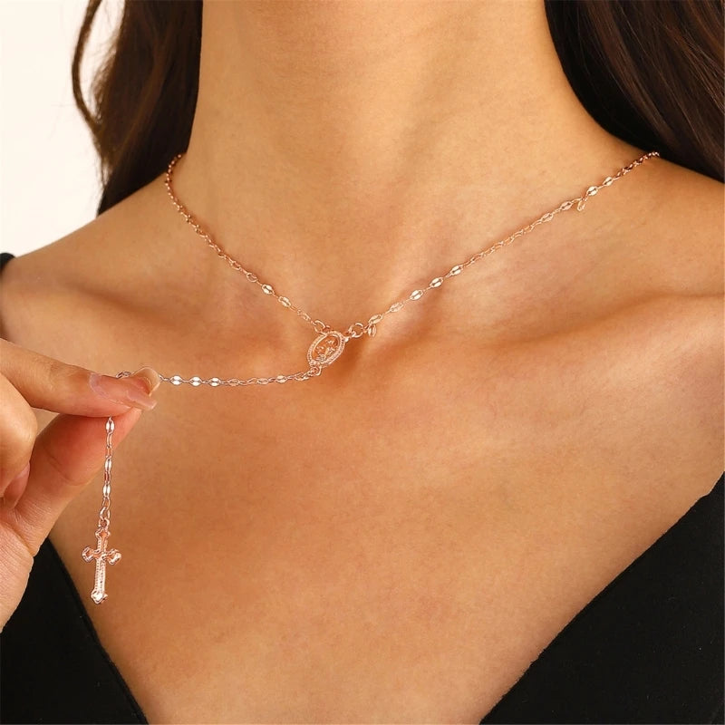 Religious Crosses Necklace Gothic Styles Clavicle Chains Vintage Crucifix Pendant Neckchains Handmade Party GIfts for Women Girl