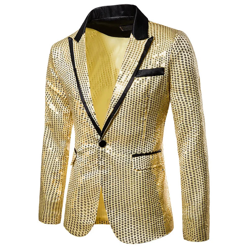 New Men's Dress Suit Round Sequin Boutique Casual Suit Jacket Men Wedding Stage Performance Costume Bar Nightclub Host Suit Tops