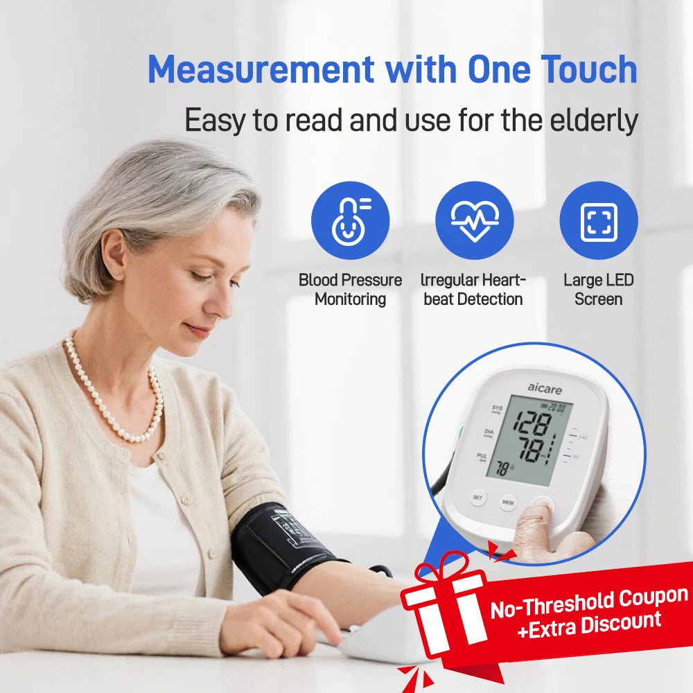 Automatic Digital Blood Pressure Monitor Medical Upper Arm 22-42cm Large Cuff Blood Pressure Meter for Home Use Health Care