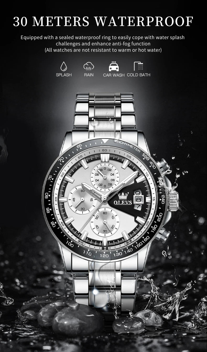 OLEVS Top Men's Watches Luxury Waterproof Luminous Classic Quartz Wrist Watch for Men Chronograph STOP WATCH Sports Man Watch