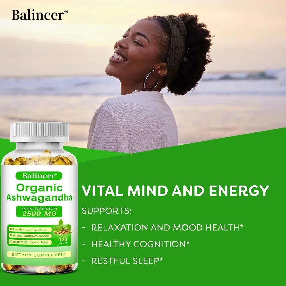 Ashwagandha Supplement- Supports Brain and Memory, Improves Focus, Stamina, Improves Mood and Sleep - 120 Capsules