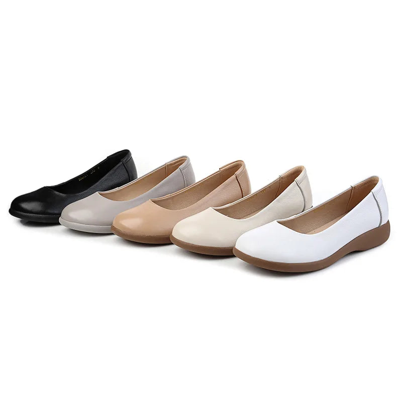 2025 Women Shoes Genuine Leather Spring New Dress Shoes Women Large Size Low Heels Office Lady Shoes