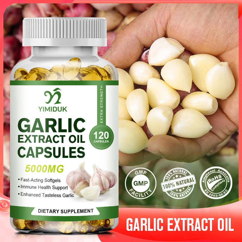 Buy 1 Get 1 Free! Garlic Extract Oil Capsules, Support Immune Boost, Heart Health & Detox, Aids Digestion & Circulation, Non-GMO