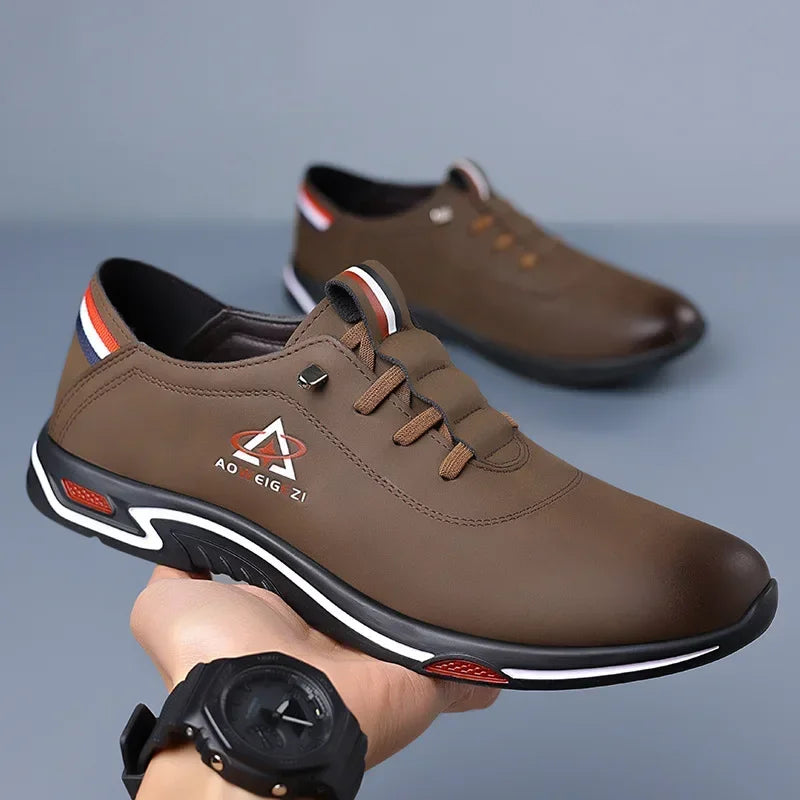 Men's Shoes Fashion Soft Soled Men Casual Shoes British Style Formal Shoes Breathable Lace-Up Bottom Light Sneakers Male Size