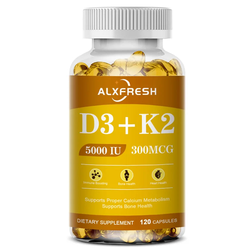 D3K2 Capsules Support Calcium Absorption Strengthen Bone and Teeth Health and Protect the Cardiovascular and Immune systems