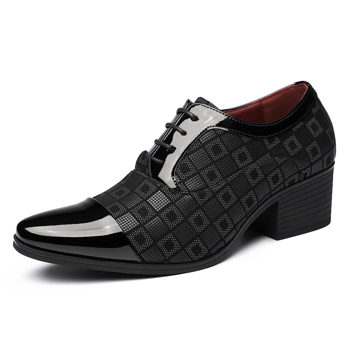 Big Size New Shoes for Men Dress Shoes British Style Checked Pointed Toe Leather Business Casual Shoes