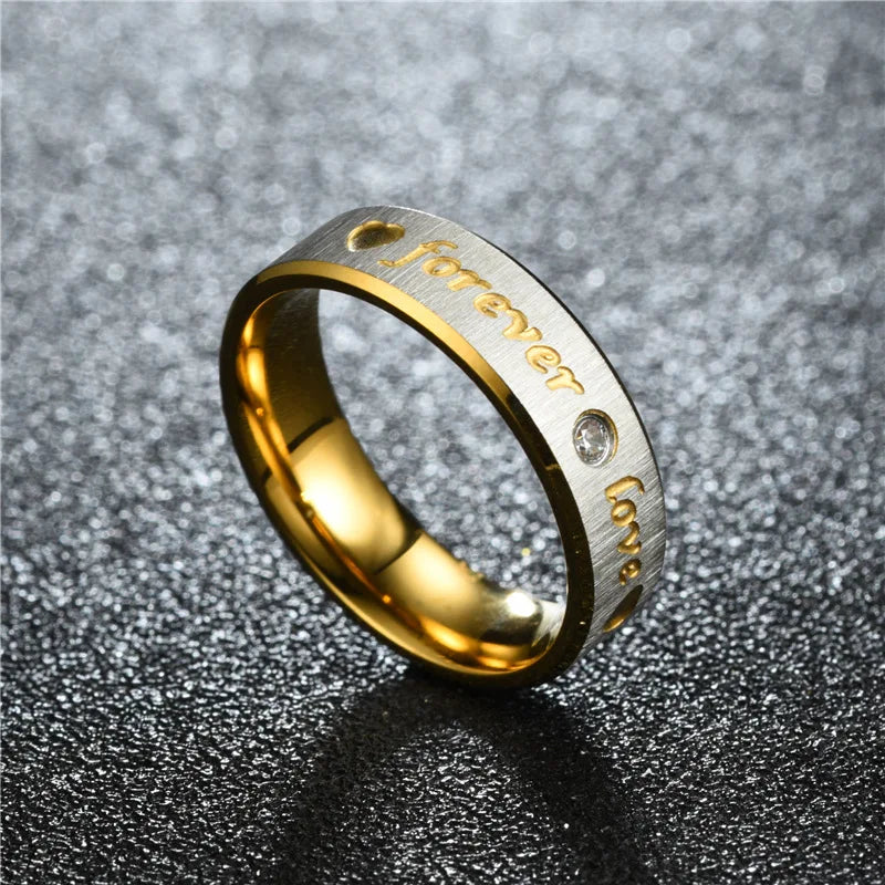 New Forever Love Couple Ring For Women Men Heart Stainless Steel Wedding Ring Fashion Engaged Party Jewelry
