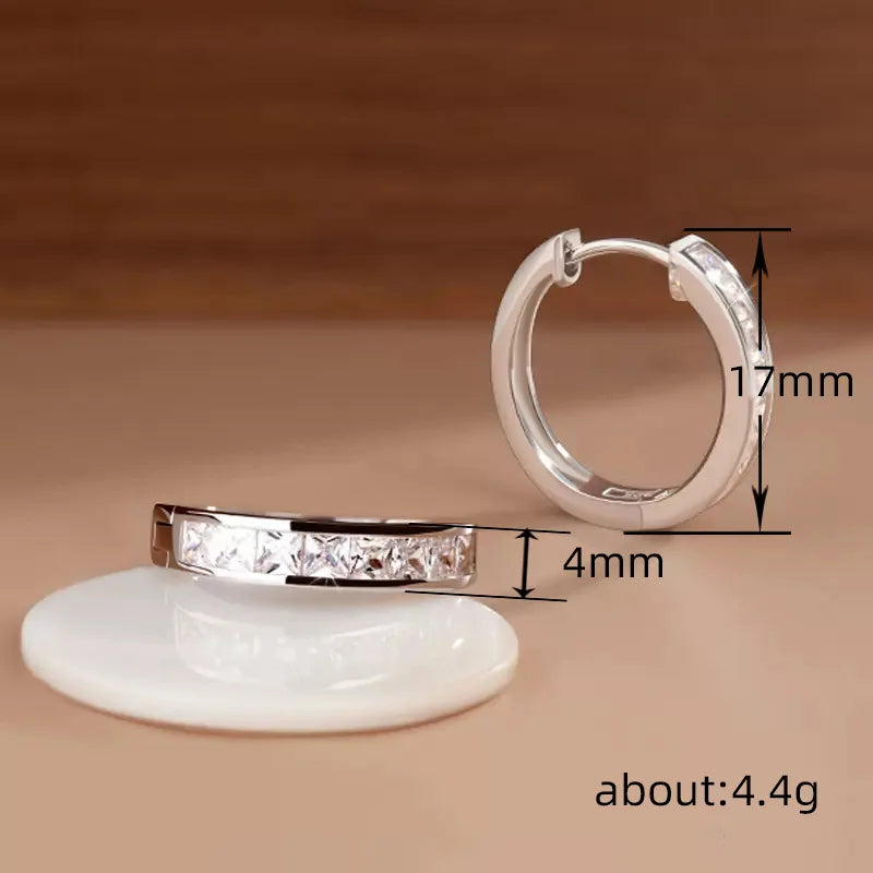 Gold Color Plated Stainless Steel Round Circle Earrings for Women Fashion Cubic Zirconia Hoop Earrings Jewelry Pendientes Mujer