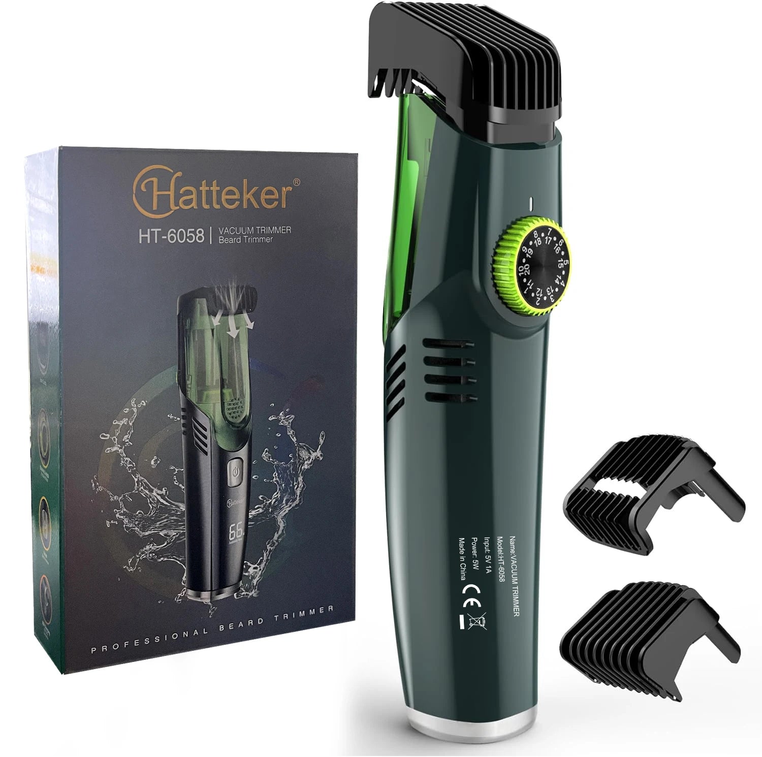 Hatteker Beard Trimmer for Men Cordless Adjustable Beard Mustache Trimmer with Built-in Vacuum Wet/Dry Clipper Travel-Friendly